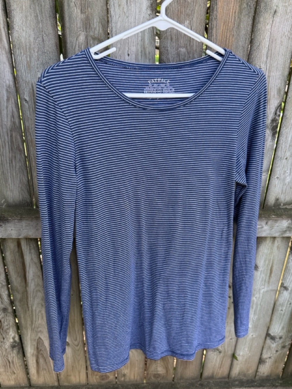 FREE w/purchase Fatface Breton Blue Striped Cotton Modal T-Shirt LS *FLAW* 12